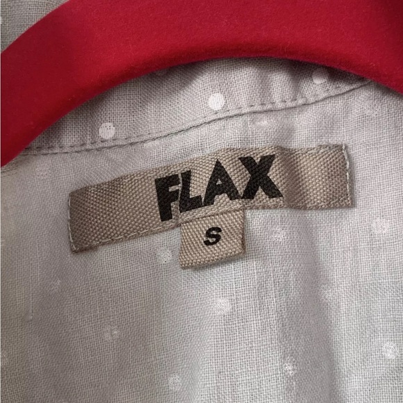 FLAX S Linen Sleeveless Shirtdress Gray Dot Knee Length Dress Pockets - Picture 2 of 6